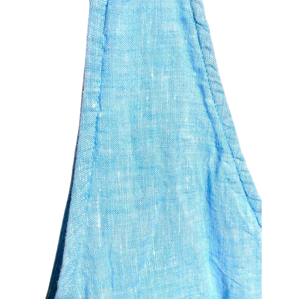 Talbots Blue Linen Sleeveless Dress Womens 16 V Neck Summer Lightweight Coastal - Picture 2 of 8
